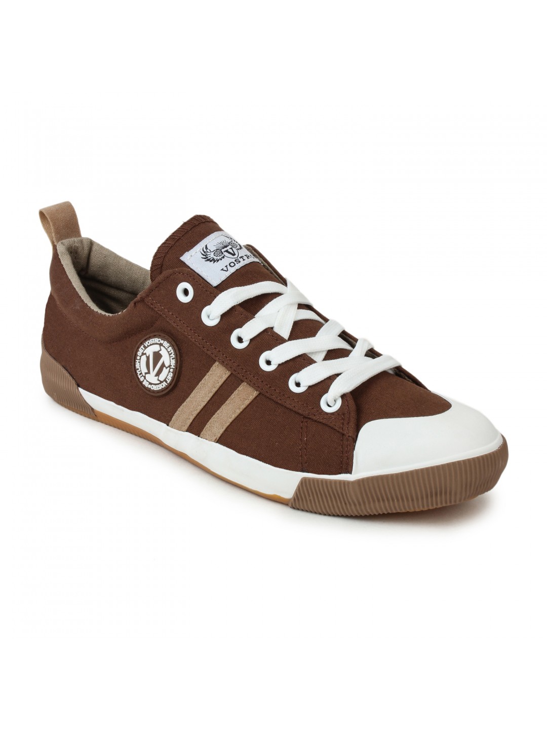 Vostro Brown Cream Casual Shoes for Men VCS0126